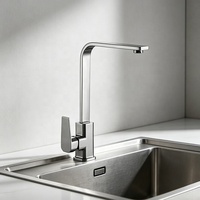 Robinet mélangeur de cuisine monotrou en nickel brossé avec cartouche céramique, poignée unique et tuyau carré, modèle Metalique 360011-LS