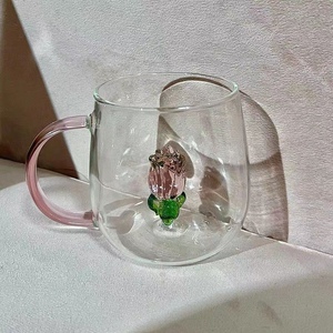 맞춤형 도매 3D 만화 동물 내열 유리 아이스 커피 우유 머그컵 (손잡이 포함) - Product Image 6