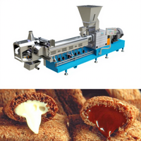 Línea de Producción de Snacks Rellenos por Coextrusión, Extrusora de Palomitas de Maíz Rellenas de Crema de Chocolate con Control PLC