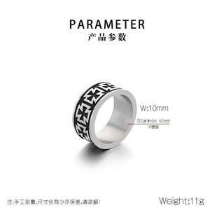 Anillo de Moda Unisex de Acero Inoxidable Pintado en Negro Vintage con Diseño de Sol, Luna, Estrella y Cruz para Mujeres y Hombres, Joyería de Mano Antideslustre - Product Image 3