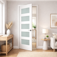 Porte intérieure en bois MDF pré-encadrée à 5 vantaux avec verre dépoli, apprêtée blanche, pour maison