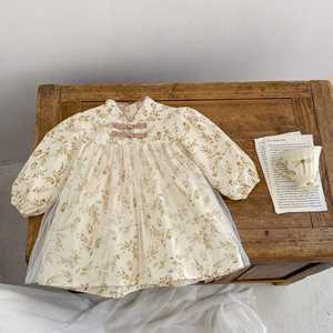 Engepapa automne Toddles filles fleur imprimé jupe à manches longues enfants robe en coton bébé fille vêtements - Product Image 5