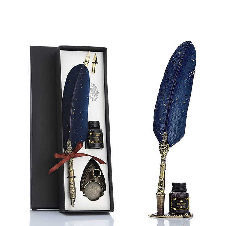 Set Penna Piuma Calligrafia Victse - Stilografica Retrò Con Taccuino, Inchiostro E Accessori, Rosso - Foto 5