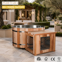 PLOUTARA Armoire de refroidissement ovale 50 mm isolée en bois pour bain froid avec système de contrôle Balboa, en acier inoxydable 304, pour bain de glace
