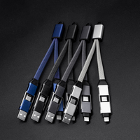 Câble de charge porte-clés 4-en-1 avec logo laser, charge rapide 60W, USB-A vers Type-C et transfert de données iOS vers Type-C, pour cadeau promotionnel d'entreprise