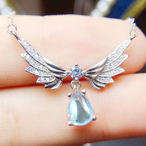 Collier pendentif goutte d'eau Aile d'ange pour femme, avec pierre irisée, bijou élégant et tendance, idéal pour le quotidien, cadeau - Product Image 1