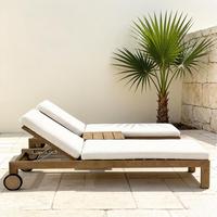 Chaise longue moderne en teck pour hôtel, idéale pour cour, villa, piscine, jardin, terrasse, bord de mer, plage – Durable