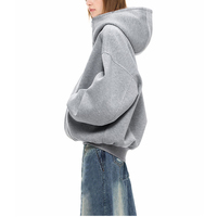 Sweat à capuche unisexe surdimensionné à fermeture éclair intégrale, style streetwear décontracté, épaules tombantes, coton Air Layer 550 GSM, poids lourd