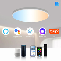 Plafonnier LED intelligent contrôlé par application, 24W, RGB, blanc réglable, AC 220V, design moderne pour l'éclairage de la maison, de la chambre à coucher et du salon