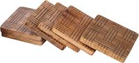 Ensemble de 6 sous-verres en bois de manguier naturel - Sous-verres rectangulaires modernes et durables avec couleur personnalisée pour la décoration de la maison, de la cuisine, du bar et de la salle à manger