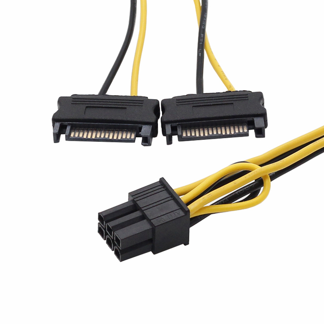 Custom Electronic SATA/PCI Express 6-Pin 15-Pin Video Card Power Cable Adapter Wire Harness Assembly