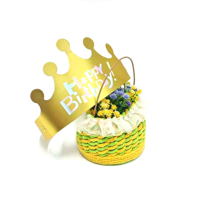 Customizable Eco-Friendly Portable Golden Hot Stamp Foil Crown Birthday Party Hats Folders Recycled Materials Custom Logo Colors