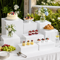 Boîte de présentation de bijoux en acrylique blanc, support décoratif pour fleurs, présentoir à gâteaux/desserts pour mariage et fête, pour buffet et hôtel