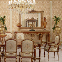 Table à manger classique de luxe en bois massif, style européen, meubles de salle à manger en bois massif pour usage domestique