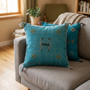 Coussins décoratifs carrés en coton brodés style bohème Cactus - Product Image 2