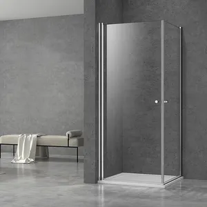 6/8mm Double Porte Bi-fold Cabine De Douche En Aluminium Plastique Acrylique Carré Moderne Hôtel Zinc Sans Cadre Pivot Coulissant 8mm 15mm