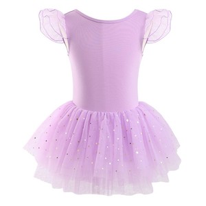 Robe de ballet tutu en tulle à manches volantées et paillettes étoiles pour filles, en polyester, avec taille élastique, pour la danse et la gymnastique des enfants - Product Image 5