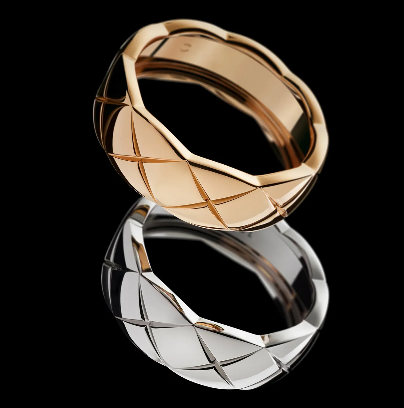 Rhombic Full Diamond Inlaid 18K Gold Titanium Steel Fashion Women Men Couple Ring Jewelry
