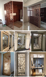 Pared de acero inoxidable dorado moderno para techo, suelo, divisor de habitación, Partición de pantalla, superficie de espejo, impermeable, pared decorativa de oficina - Product Image 6