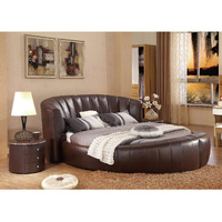 Cadre de lit rond moderne pliable en cuir de luxe avec plateforme et taille personnalisable