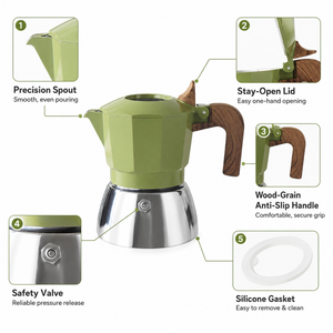 Cafetera Moka Portátil Kingze OEM Mini de 100 ml con Doble Válvula, Cafetera Espresso para Hogar, Oficina y Camping, Compatible con Inducción - Product Image 3