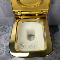 SDAYI, cuenco montado en la pared con diseño de Color dorado galvanizado de cerámica, inodoro colgante dorado con cisterna para Baño