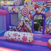 Parc d'aventure gonflable coloré style fête foraine, en PVC robuste et durable, pour un business de location à fort retour sur investissement, avec château gonflable