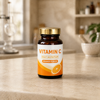 Bouteille en verre ambré de 120 ml pour vitamine C avec bouchon à vis en métal doré, étiquette personnalisée pour emballage de comprimés, capsules et suppléments – Vente en gros