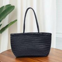 Sac à main en cuir véritable avec doublure en coton tissé style dragon, sac panier vintage français grande capacité, sac à bandoulière pour femme