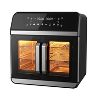 Freidora de Aire de 15L con Puerta Francesa, 1800W, Doble Puerta de Vidrio, Múltiples Rejillas, Acero Inoxidable, Pantalla Táctil