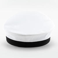 Chapeau de capitaine marin de luxe bleu marine et blanc avec bordure en tresse dorée et visière rigide pour événements cosplay, accessoire de costume pour adulte