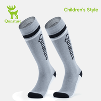 Qunature Chaussettes de ski d'hiver pour enfants Chaussettes de patinage thermique chaudes avec motif de lettre Design tricoté