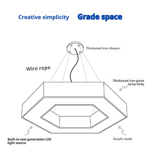 Đèn chùm <span class=keywords><strong>LED</strong></span> hình lục giác hiện đại Tối giản sáng tạo có thể điều chỉnh bằng sắt Đèn treo cho phòng ăn Văn phòng cửa hàng - Product Image 6