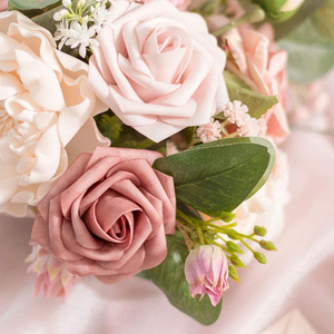Flores Artificiales Combinadas en Tonos Cálidos Taupe <span class=keywords><strong>y</strong></span> Nude, 25 Piezas <span class=keywords><strong>de</strong></span> Rosas Realistas con Tallo para Centros <span class=keywords><strong>de</strong></span> Mesa <span class=keywords><strong>de</strong></span> Boda <span class=keywords><strong>y</strong></span> Decoración <span class=keywords><strong>de</strong></span> Mesa - Product Image 4