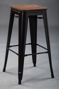 <span class=keywords><strong>Tabouret</strong></span> <span class=keywords><strong>de</strong></span> <span class=keywords><strong>Bar</strong></span> en acier inoxydable avec siège carré en bois - Product Image 5