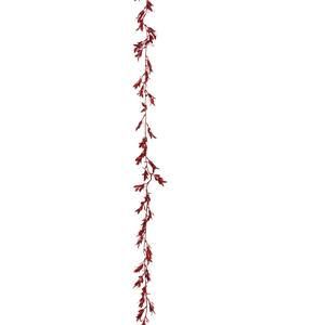 Guirlande de feuilles rouges avec paillettes 180 cm - Product Image 1