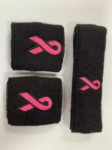 Zwart Lint Polsbandje Borstkanker Bewustzijn Sport Polsbandjes Voor Zweten Atletische Gymnastiek Polsbandjes Voor Vrouwen Mannen - Product Image 3