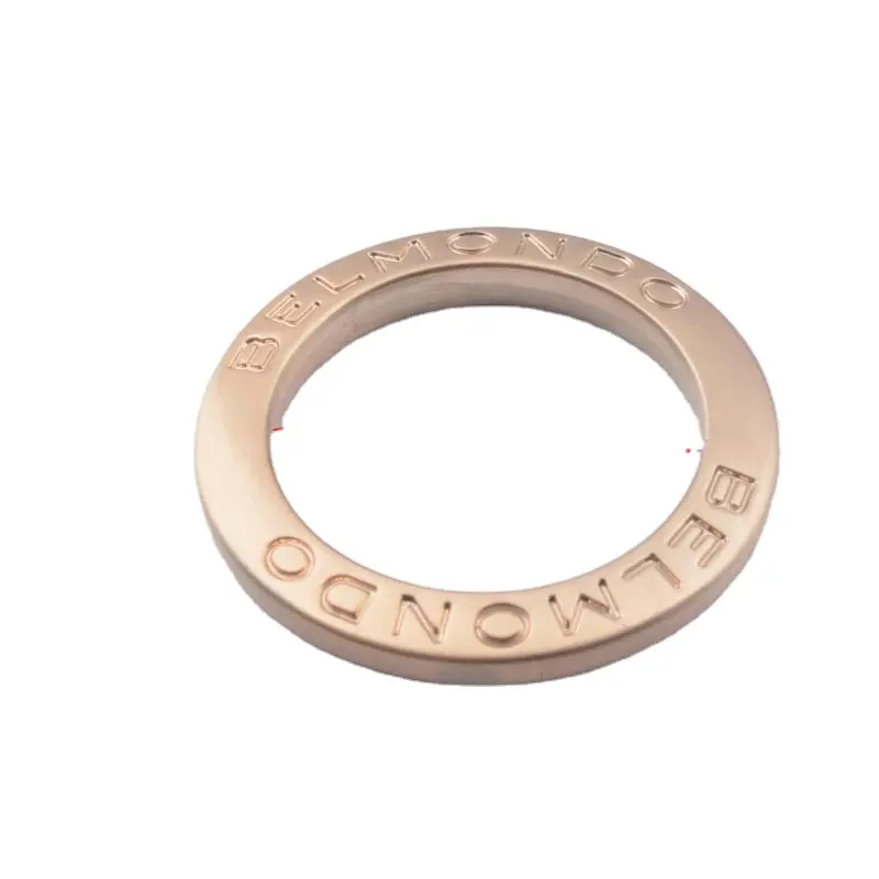 Alta qualità colore oro lucido personalizzato incisione logo borsa ovale in metallo primavera o anello per borse raccordi/fettuccia