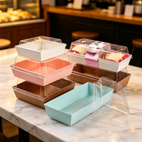 Boîtes à pâtisserie longues personnalisées OEM/ODM, emballages jetables pour boulangerie avec couvercles transparents pour les gaufrettes au jaune d'œuf