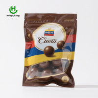 Sacs à fermeture éclair personnalisés en gros avec fenêtre transparente, résistants à l'humidité, impression et plastification de haute qualité pour noix et chocolat