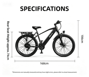 Bicicleta de Montaña Eléctrica de 400w para Carretera y Todoterreno T9 con 7 Velocidades, Conducción Suave y Eficiente para Diversos Terrenos Acero con Alto Contenido de Carbono - Product Image 6