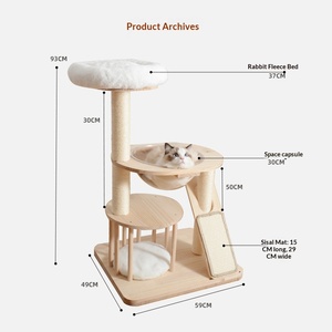 Árbol para Gatos de Madera Maciza con Casa Integrada, Poste de Sisal Estable, Muebles para Mascotas, Venta Directa de Fábrica, OEM - Product Image 5