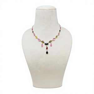 Pendentif élégant multi-tourmalines en argent sterling 925, bijoux faits à la main avec pierres précieuses colorées - Product Image 1