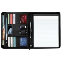 Porte-documents A4 en similicuir PVC avec fermeture éclair et logo personnalisé en relief, organiseur de carnet professionnel à feuilles mobiles