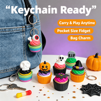 Porte-Clés Cliqueur Cupcake Halloween Imprimé en 3D Jouet Fidget Pop Out Appuyer Anti-Stress Bureau Fête