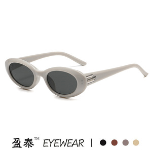 Lunettes de soleil Yingtai Eyewear, style rétro œil de chat, monture ovale noire, protection UV380, lunettes de soleil tendance pour femmes - Product Image 4