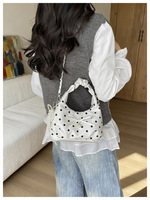 Nouveau sac à main pour femme en PU à pois, sac à bandoulière zippé, sac à bandoulière