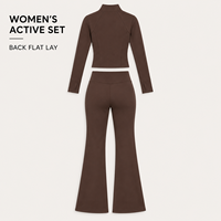 Ensemble deux pièces personnalisé pour femme avec col mandarin et demi-zip, pantalon évasé taille haute pour le jogging en extérieur et les séances d'entraînement physique