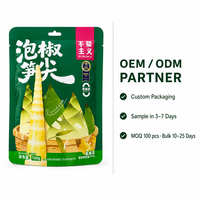 OEM ODM Légumes en conserve : Piments et pousses de bambou 160g, sans gras, acidulés, épicés, croustillants, recette personnalisée