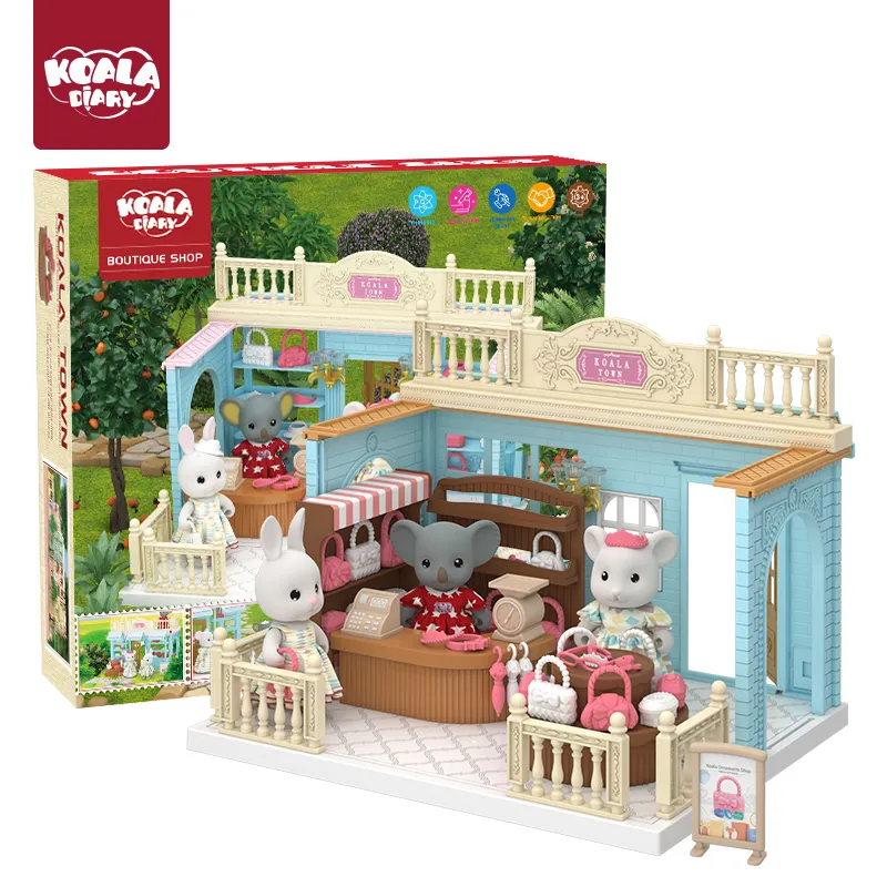 บ้านตุ๊กตาหมีโคอาล่าสำหรับเด็กผู้หญิงแบบ DIY บ้านสำหรับเด็กชุดของเล่นจำลองสำหรับเด็กเฟอร์นิเจอร์ของเล่นเด็ก